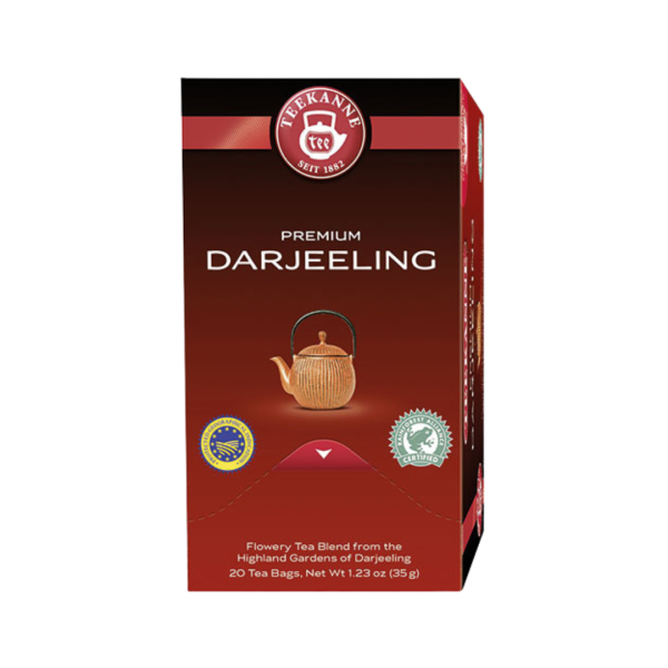 Teekanne Premium Darjeeling, Schwarztee, 20 Teebeutel im Kuvert, 35g